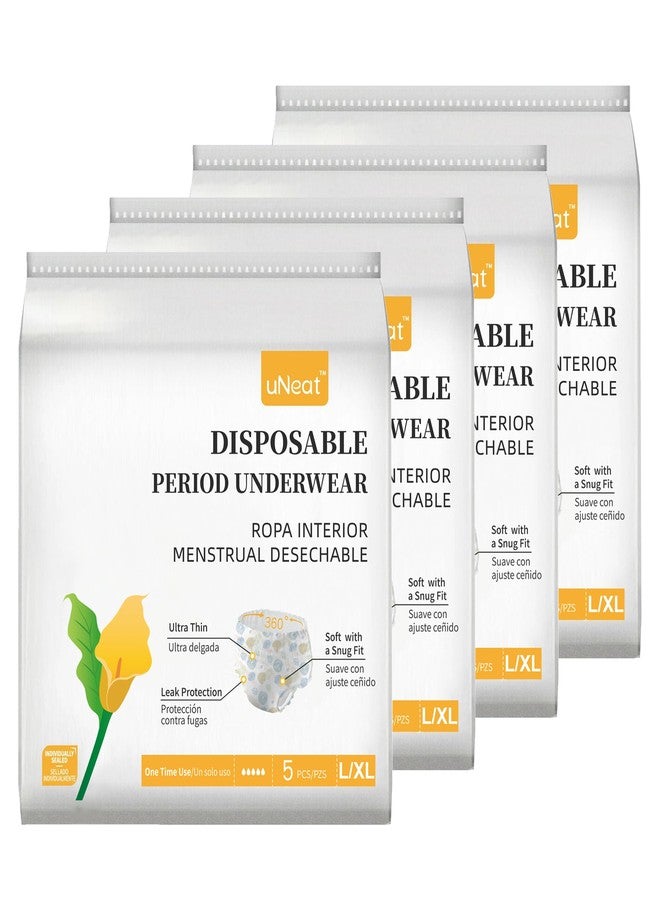 uNeat Disposable Period Underwear for Women, Teens and Girls, Unscented, Ultra-Thin and Leakproof Overnight Period Panties for Adult and Tweens (Size L/XL, 20 Ct - Image 1