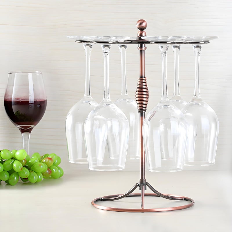 GeLive Bronze Wine Glass Holder Stand, Antiqued Countertop Freestanding Stemware Drying Rack, Artistic Tabletop Glass Display Hanger With 6 Hooks for Home and Bar Storage - Image 3