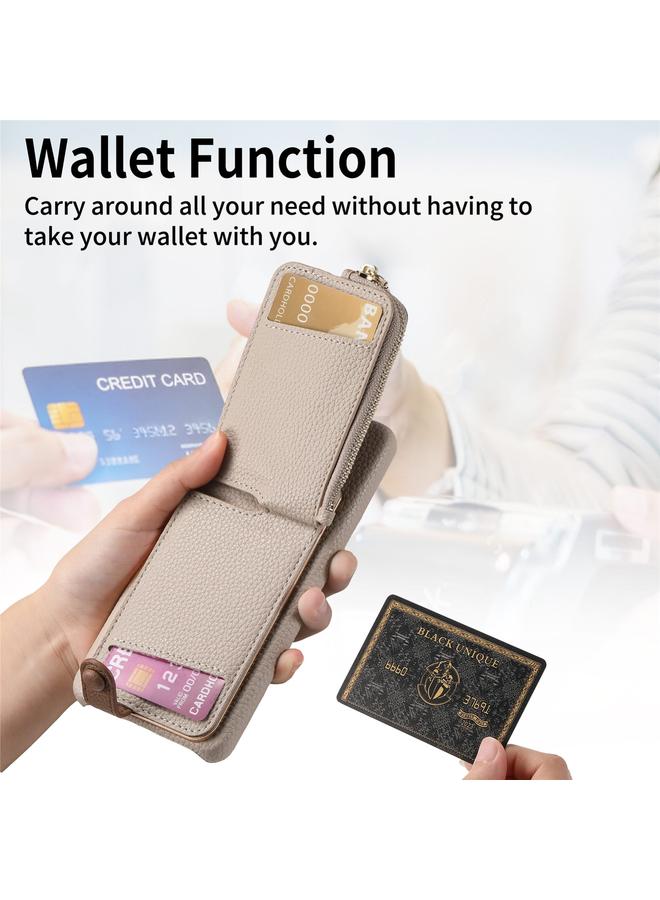 اس-توب جراب لهاتف Samsung Galaxy A32 4G مصنوع من جلد الليتشي مع حافة زيتية وسحاب ومحفظة خلفية للهاتف - Image 4