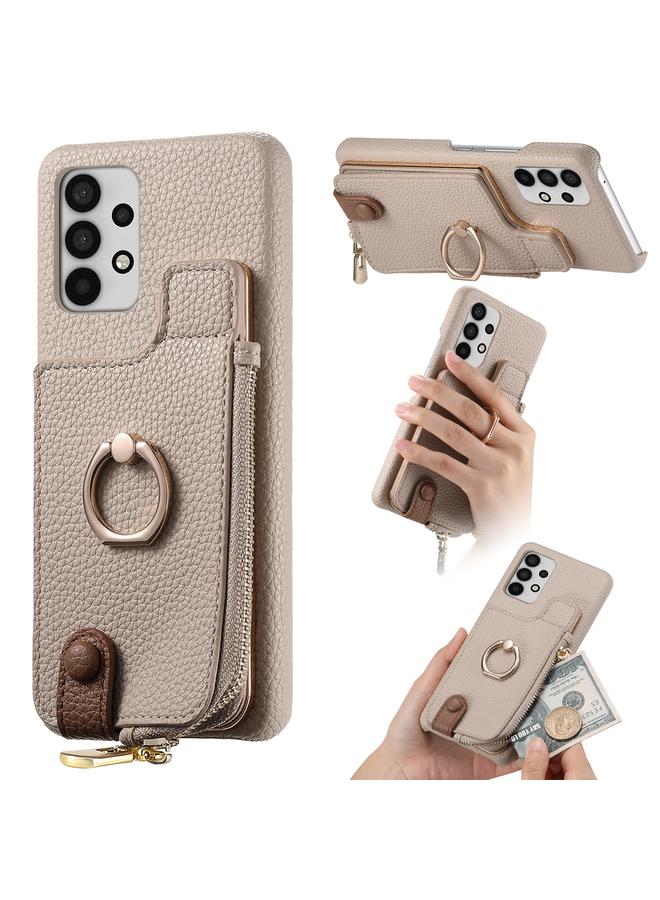 اس-توب جراب لهاتف Samsung Galaxy A32 4G مصنوع من جلد الليتشي مع حافة زيتية وسحاب ومحفظة خلفية للهاتف - Image 1