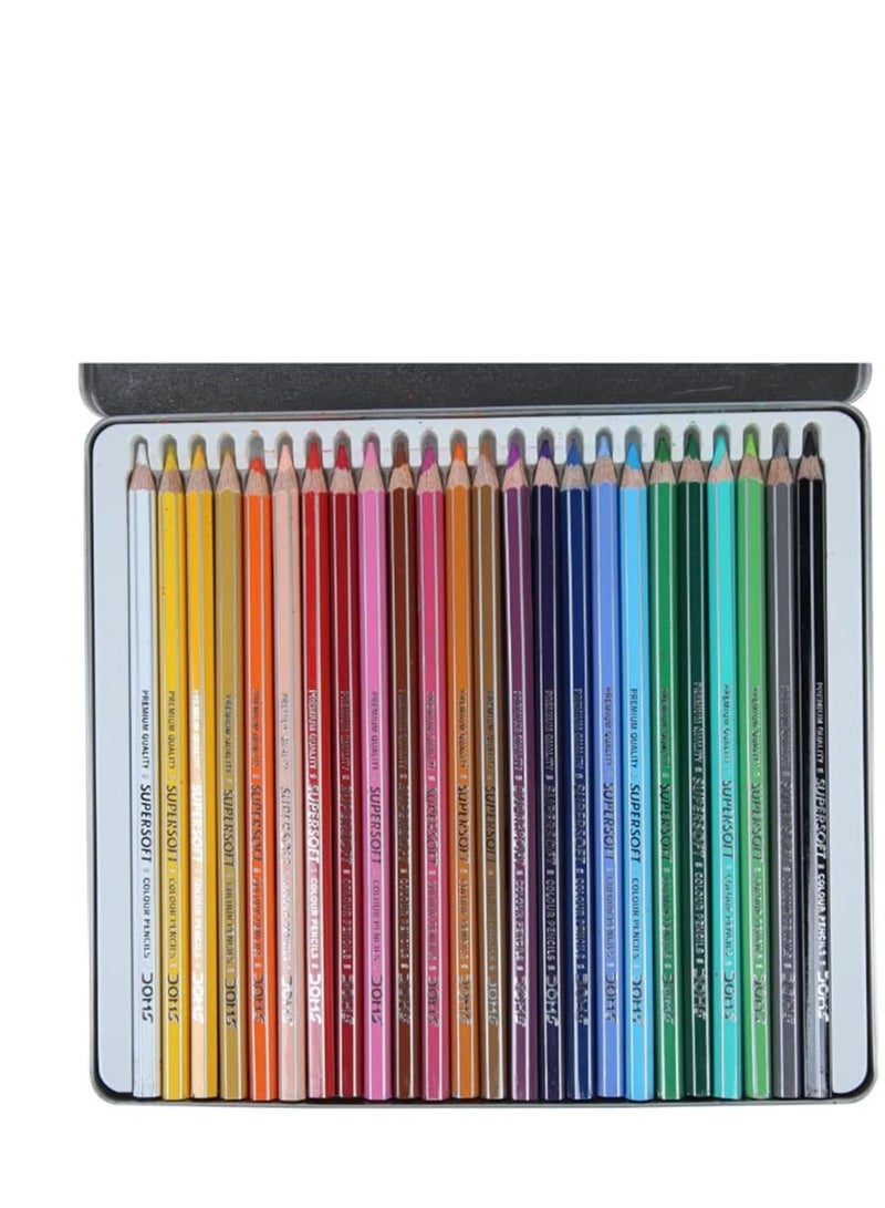 DOMS 24 قطعة أقلام تلوين متعددة الألوان في علبة معدنية - Image 1