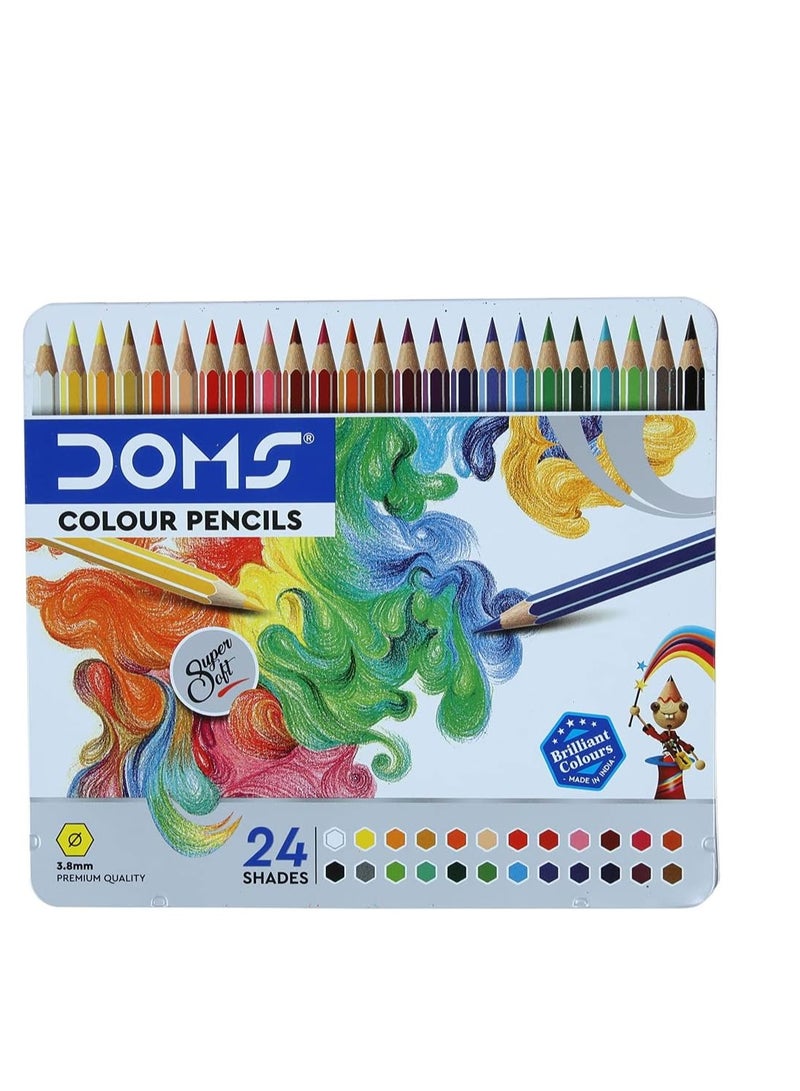 DOMS 24 قطعة أقلام تلوين متعددة الألوان في علبة معدنية - Image 2