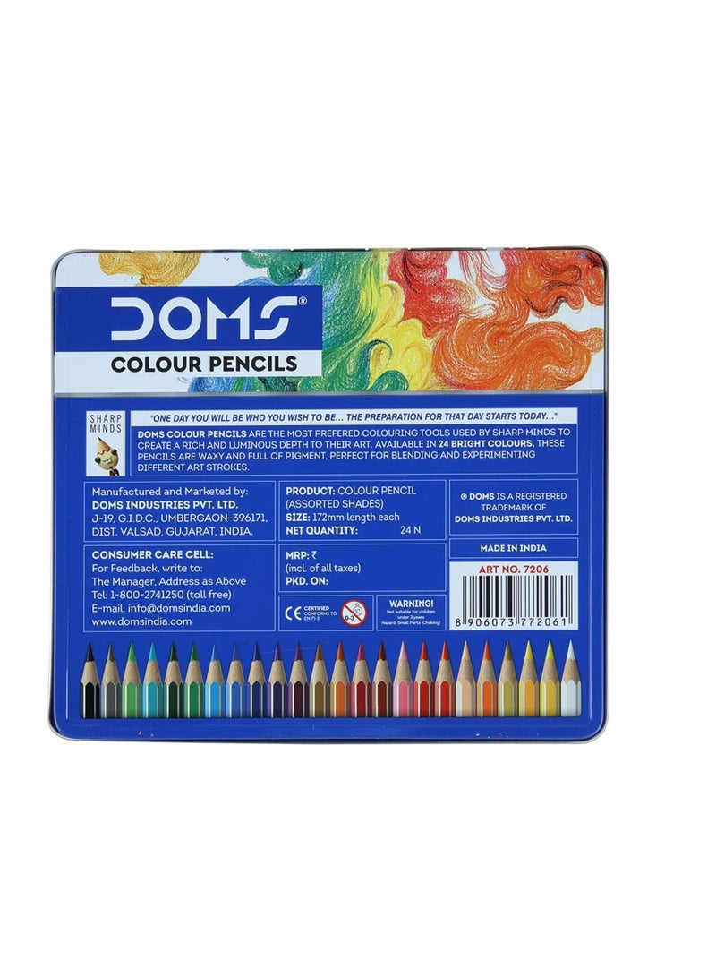 DOMS 24 قطعة أقلام تلوين متعددة الألوان في علبة معدنية - Image 3