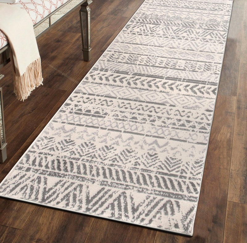 Rugshop Geometric Boho Perfect for high Traffic Areas of Your Living RoomBedroomHome OfficeKitchen Runner Rug 2 x 7 Gray