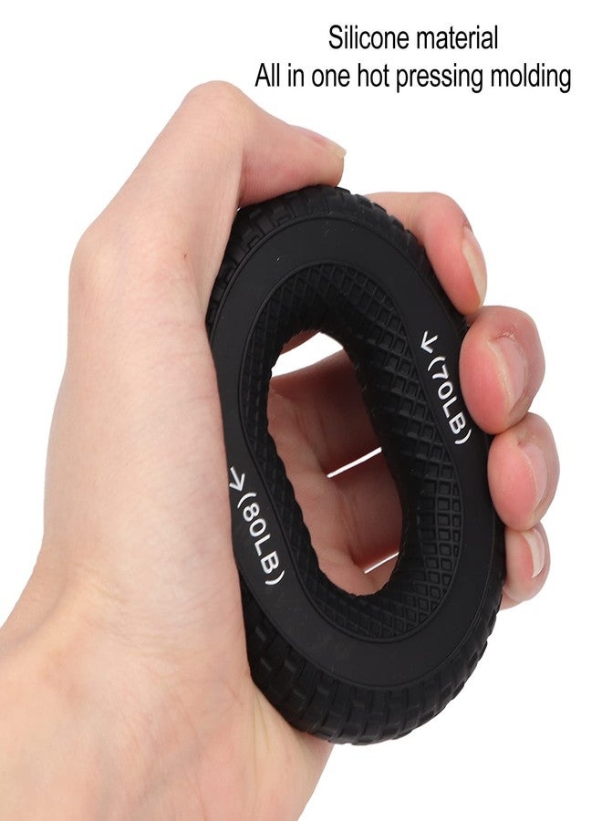 ANGGREK Grip Exercise Ring,70 to 80LB Hand Grip Strengthener Soft Silicone Portable Tire Texture Forearm Finger Exerciser Grip Strength Trainer Ring Black - Image 3