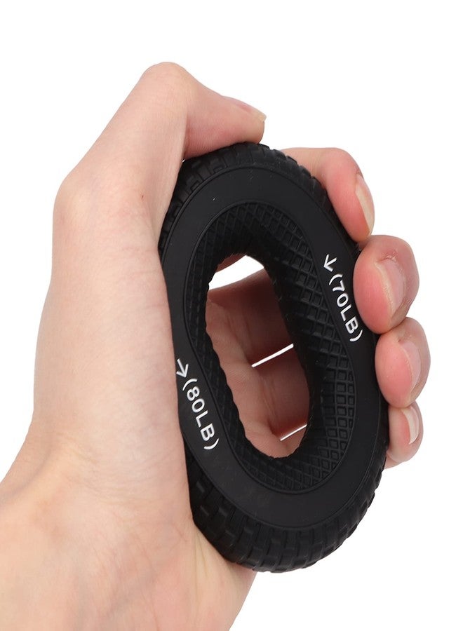 ANGGREK Grip Exercise Ring,70 to 80LB Hand Grip Strengthener Soft Silicone Portable Tire Texture Forearm Finger Exerciser Grip Strength Trainer Ring Black - Image 1