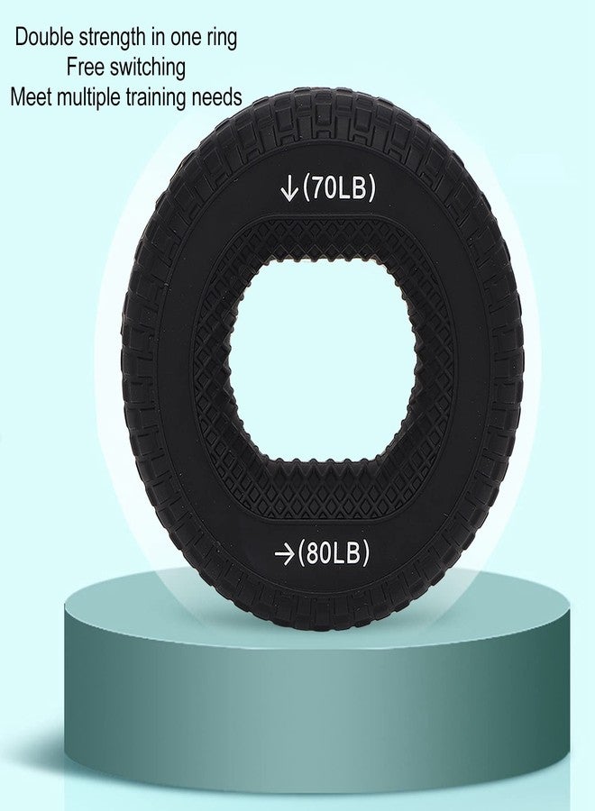 ANGGREK Grip Exercise Ring,70 to 80LB Hand Grip Strengthener Soft Silicone Portable Tire Texture Forearm Finger Exerciser Grip Strength Trainer Ring Black - Image 4