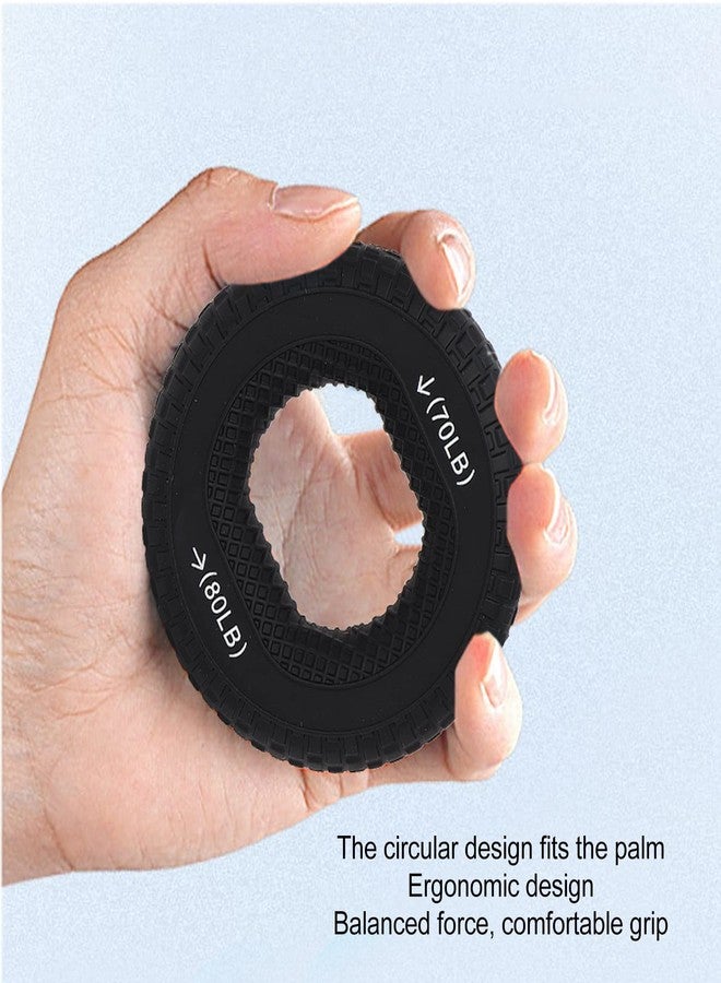ANGGREK Grip Exercise Ring,70 to 80LB Hand Grip Strengthener Soft Silicone Portable Tire Texture Forearm Finger Exerciser Grip Strength Trainer Ring Black - Image 5