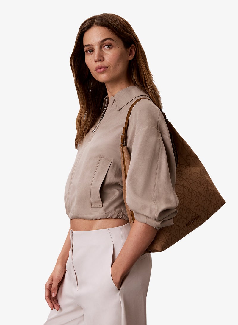 CALVIN KLEIN Emblem Jacquard Hobo Bag - Image 4