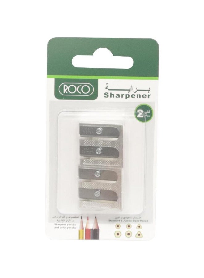 ROCO Pack of 2 Pocket Sharpeners (2 Holes-Silver) - Image 1