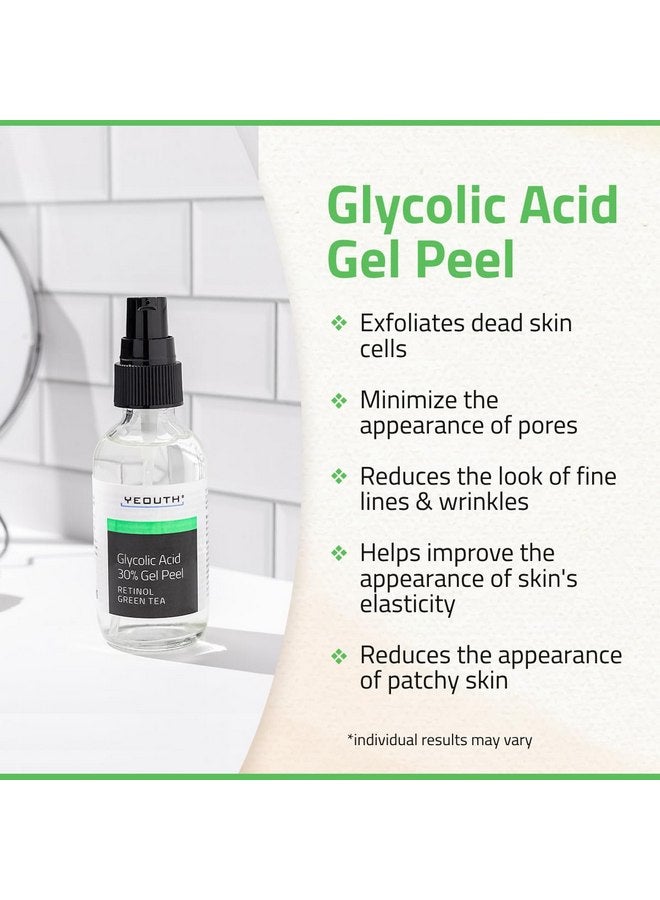 YEOUTH Glycolic Acid Gel Peel for Face - Exfoliatingg Gel for Face - 30% Glycolic Acid Peel - 30% Gel with Retinol & Green Tea - Face Peel Designed to Refresh & Smooth the Appearance of Skin 2oz - Image 4