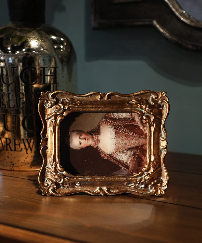 YULINK 2.5x3.5 Small Vintage Picture Frame  Mini Antique Ornate Bronze Gold Photo Frame  for Tabletop and Wall Display  Decorative Retro Home Decor  Old Fashioned Photo Gallery Art - Image 3