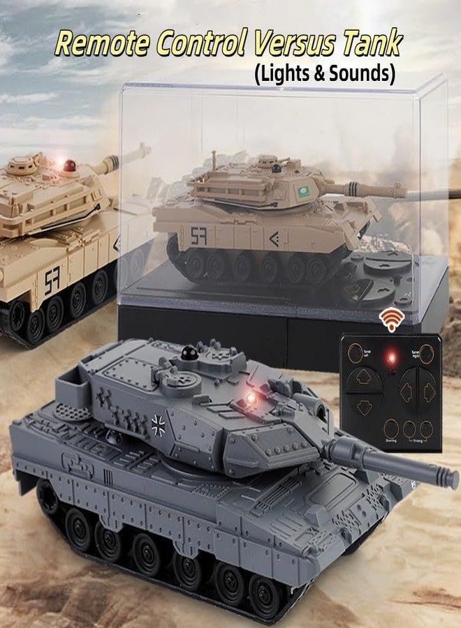 Ouhgnoh Mini Remote Control Tank Combat Tracked Military Tank Model Simulation Tiger Popular Toy Puzzle Toy Boy (Grey) - Image 2