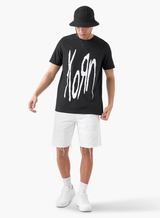 Splash FAV Korn Print T-shirt with Crew Neck