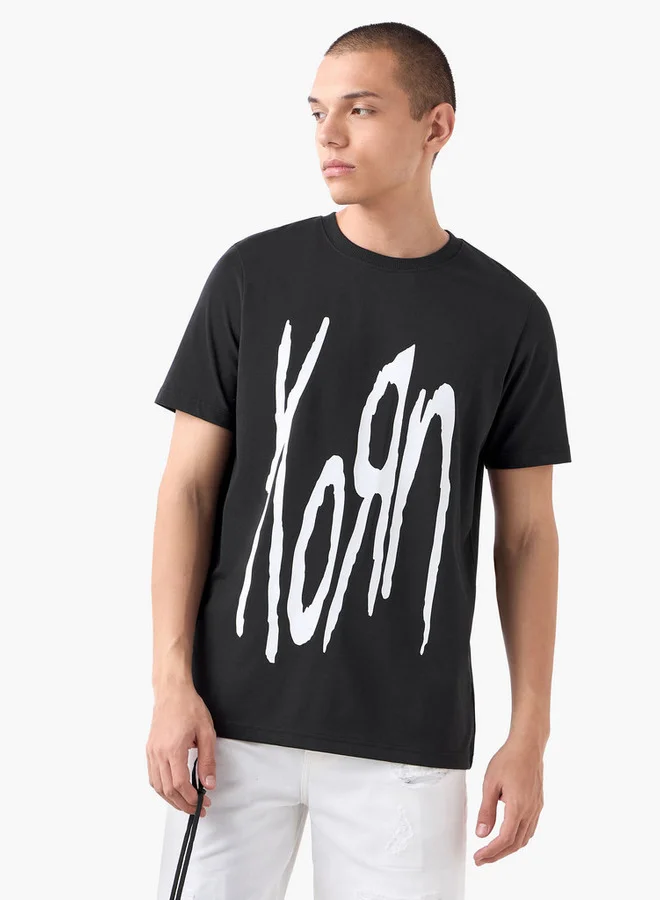 Splash FAV Korn Print T-shirt with Crew Neck