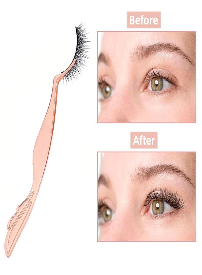JYHi Eyelash Tweezers for Lash Extensions With Curved Tail Design Eyelash Applicator Tool Stainless Steel Lash Curler Ergonomic Easy Grip Handle Lash Tweezers Rose Gold - Image 4