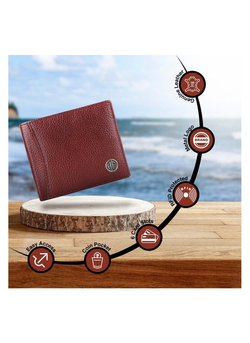 HAMMONDS FLYCATCHER - HAMMONDS FLYCATCHER Genuine Leather Wallet for Men, RFID Protected Leather Purse for Men, Money Purse for Men, Bi-Fold Wallet, 6 Card Slots, 3 ID Slots, Coin Pocket, Hidden Pockets - Brown - Image 1