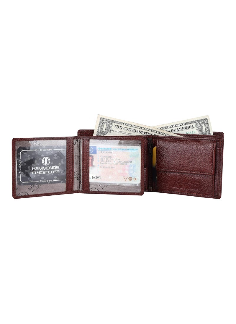 HAMMONDS FLYCATCHER - HAMMONDS FLYCATCHER Genuine Leather Wallet for Men, RFID Protected Leather Purse for Men, Money Purse for Men, Bi-Fold Wallet, 6 Card Slots, 3 ID Slots, Coin Pocket, Hidden Pockets - Brown - Image 1