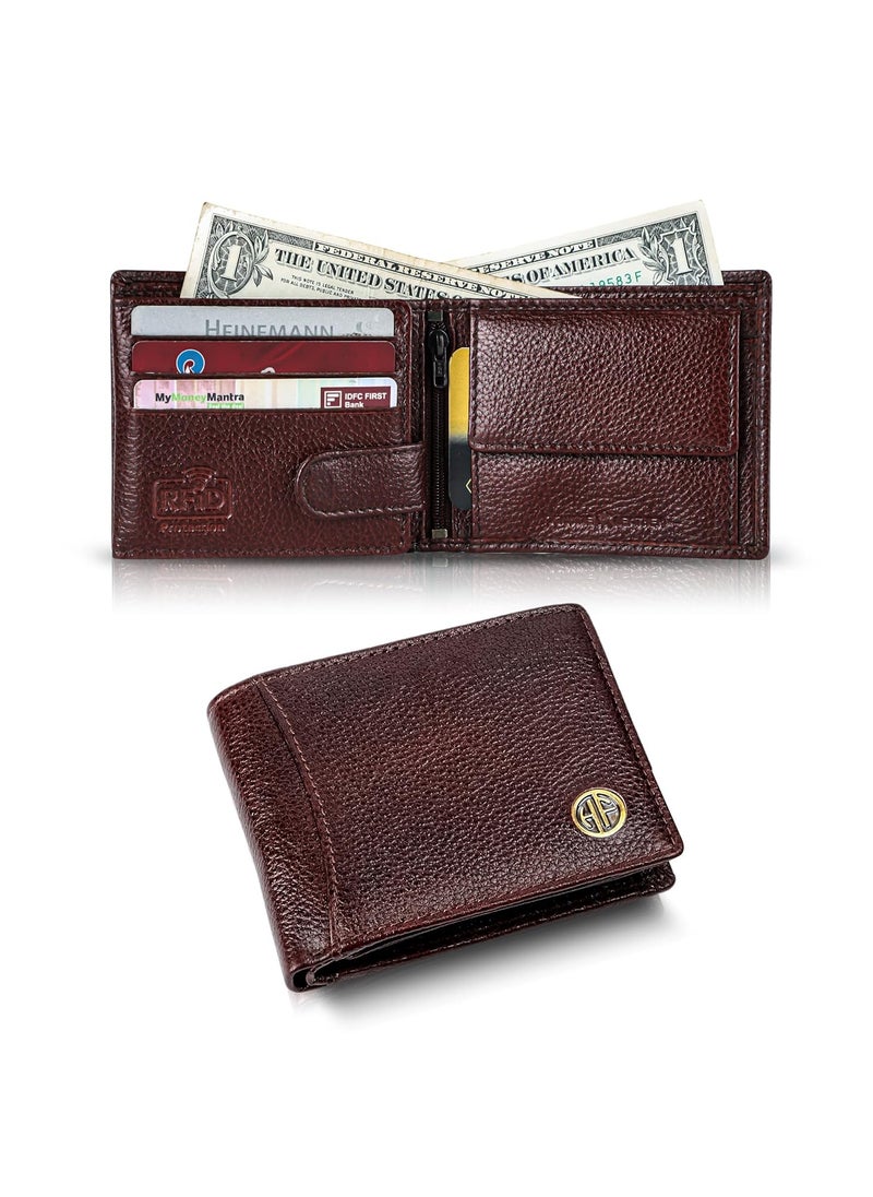 HAMMONDS FLYCATCHER - HAMMONDS FLYCATCHER Genuine Leather Wallet for Men, RFID Protected Leather Purse for Men, Money Purse for Men, Bi-Fold Wallet, 6 Card Slots, 3 ID Slots, Coin Pocket, Hidden Pockets - Brown - Image 1