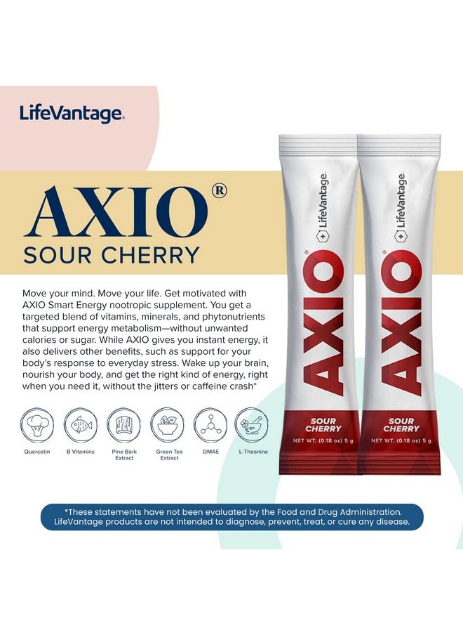 LifeVantage - AXIO Regular Energy Drink Powder, Sour Cherry, 30 Packets, Instant Energy Powder, Energy Supplement in a Drink Mix, w/B Vitamins, DMAE, L-Theanine, Quercetin, Green Tea & Pine Bark Extract - Image 1