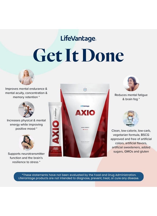LifeVantage - AXIO Regular Energy Drink Powder, Sour Cherry, 30 Packets, Instant Energy Powder, Energy Supplement in a Drink Mix, w/B Vitamins, DMAE, L-Theanine, Quercetin, Green Tea & Pine Bark Extract - Image 1