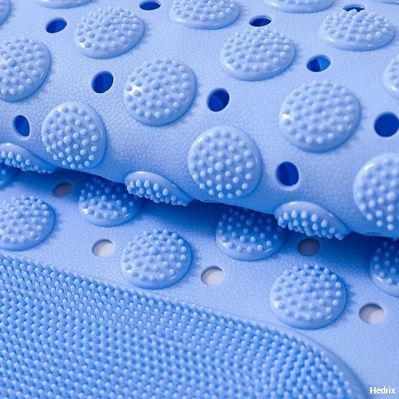 Cuzenal Shower Mat Non Slip - Bath Mat with a Drain Hole and Suction Cups to Keep Floor Clean, Shower Foot Scrubber Massage Mat (69 x 36, Light Blue) (Blue) - Image 3
