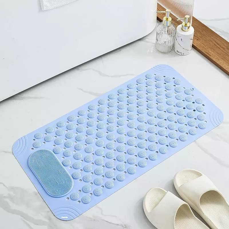 Cuzenal Shower Mat Non Slip - Bath Mat with a Drain Hole and Suction Cups to Keep Floor Clean, Shower Foot Scrubber Massage Mat (69 x 36, Light Blue) (Blue) - Image 4
