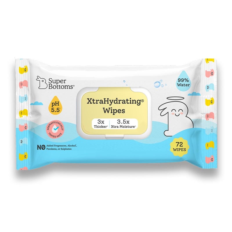 SuperBottoms 99% Pure Water Baby Wet Wipes - Skin-Friendly 5.5 pH Formula - Gentle & Biodegradable Wet Wipes for Baby - Dermatologically Tested - Thick & Durable (Pack of 1, 72 pcs) - Image 1