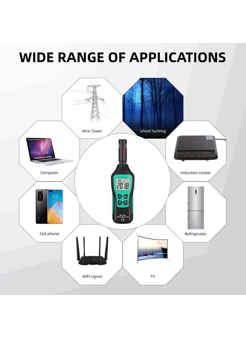 Generic - Digital EMF Meter with LCD Display, Electromagnetic Radiation Detector for Home, Office and Outdoor Use, Ideal for Ghost Hunting and Safety Monitoring - Image 1