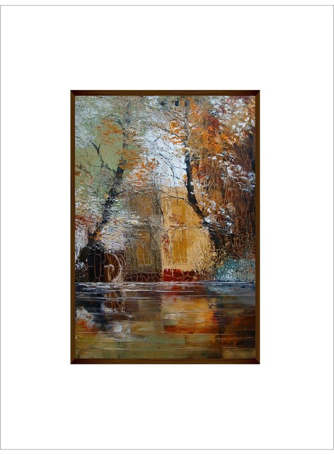 Artsense لوحة فنون للديكور الجدار - لوحة تجريدية للطبيعة للغرفة المعيشية - لوحة كبيرة الحجم لتزيين المنزل بإطار - متعددة الألوان - 20x30 بوصة / (50x71 سم) - Image 3