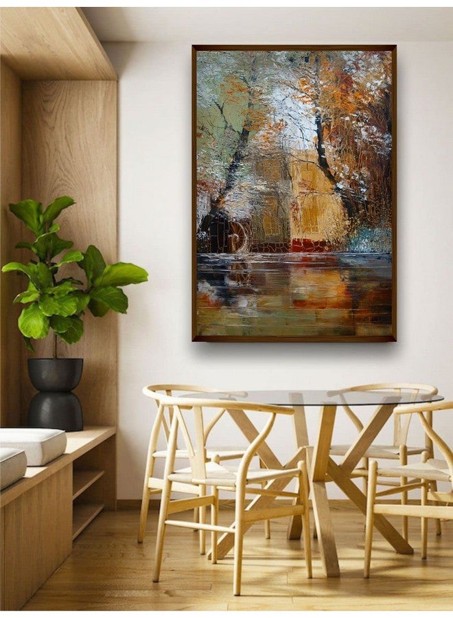 Artsense لوحة فنون للديكور الجدار - لوحة تجريدية للطبيعة للغرفة المعيشية - لوحة كبيرة الحجم لتزيين المنزل بإطار - متعددة الألوان - 20x30 بوصة / (50x71 سم) - Image 1