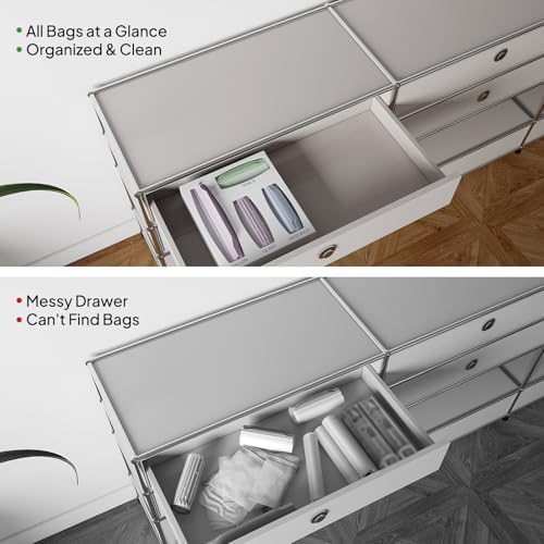 Aquiver Acrylic Bags Storage Organizer - Drawer & Food Storage Organizer - Compatible with Gallon, Quart, Sandwich, Snap, Freezer, Slider Bags (White) - Image 5