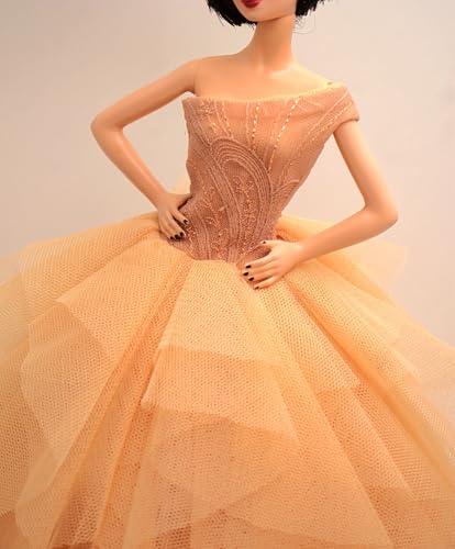 Cora Gu Handmade Classic One Shoulder Embroidery Pattern Dress Wedding Gowns Fit for 12 Fashion Doll Dolls not Included - Image 5