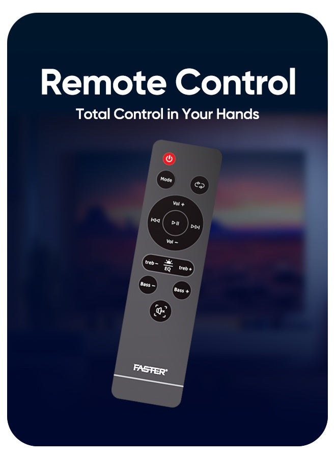 فاستر نظام مكبر صوت E50 3.1 قناة - مضخم صوت 70 واط هاي فاي ستيريو منزلي، مكبرات صوت متعددة الوسائط بلوتوث 5.4 مسرح منزلي مع جهاز تحكم عن بعد، USB، AUX، بطاقة SD، راديو FM - نظام ستيريو منزلي صغير الحجم - Image 3