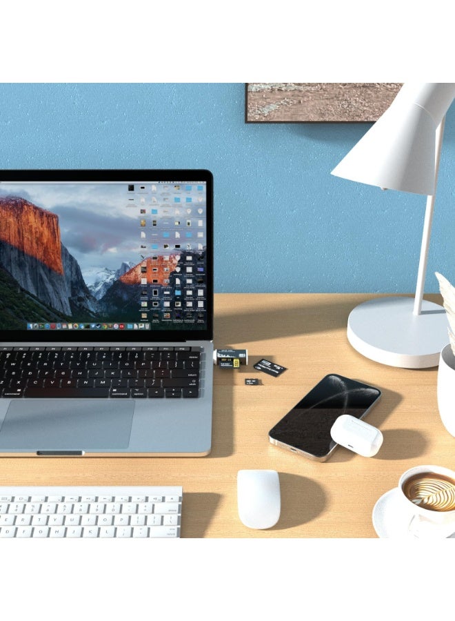 fantasize قارئ بطاقة Micro SD USB 2.0، محول USB 4 في 1 بـ 4 فتحات لـ MS Duo/Pro، M2، SDXC، SDHC، MMC، RS-MMC، Micro SDXC، Micro SDHC وTF، متوافق مع WIN XP 7 8 10 11، ماك، لينوكس، فيستا - Image 5