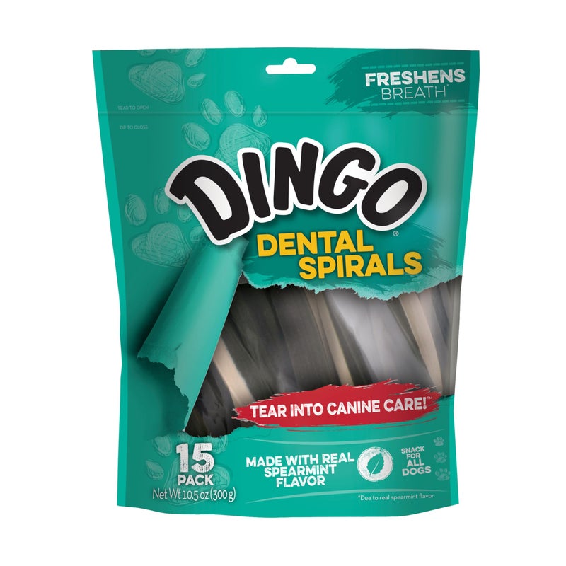 Dingo Dental Sticks for Tarter Control and Freshening Breath Made with Real Chicken Great Treats for Small Medium and Large Dogs 15Count