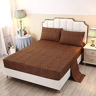 SDY SDY 4PCS Leopard Bedding Sheets Queen Size Leopard Print Sheet Set Included 1 Fitted Sheet with 14' Deep Pocket + 1 Top  - Image 1