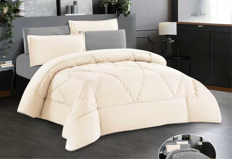 Modern-design solid-color bedspread set for a double bed (6 pieces), size 260x240 cm.
