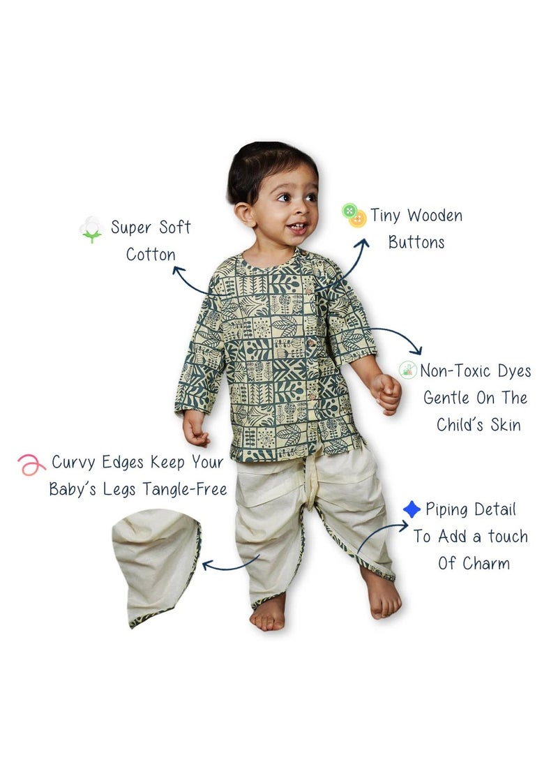 بولكاتوتس بلوزة أنجراكا بطبعة هندسية وأكمام طويلة من Polka Tots مع دوتي - كريمي ورمادي  - Image 5
