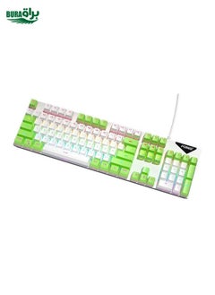 FOREV FVQ302 Mixed Color Wired Mechanical Gaming Illuminated Keyboard(White Green)