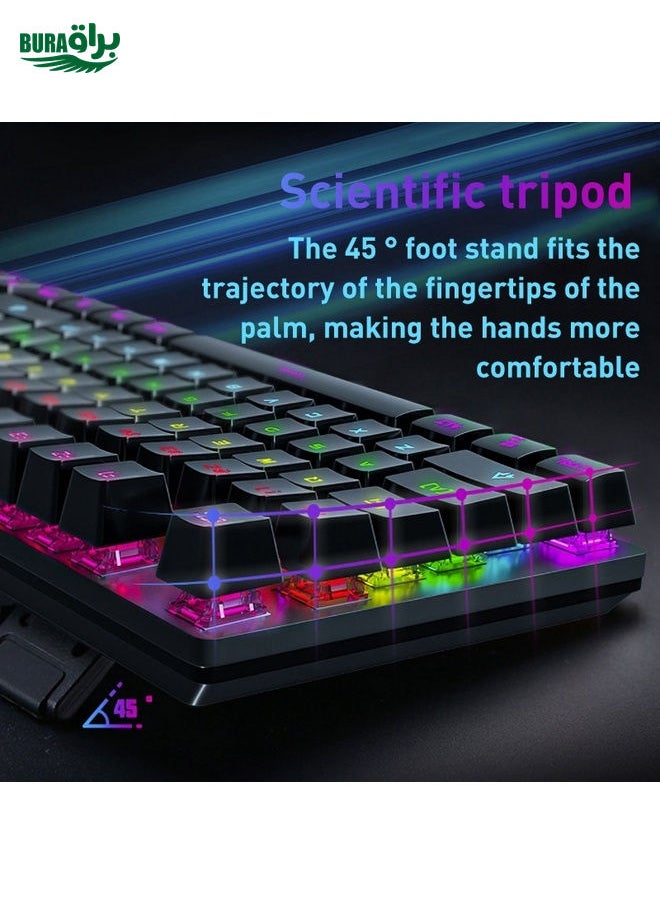 BURAQ - FOREV FVQ302 Mixed Color Wired Mechanical Gaming Illuminated Keyboard(White Green) - Image 1