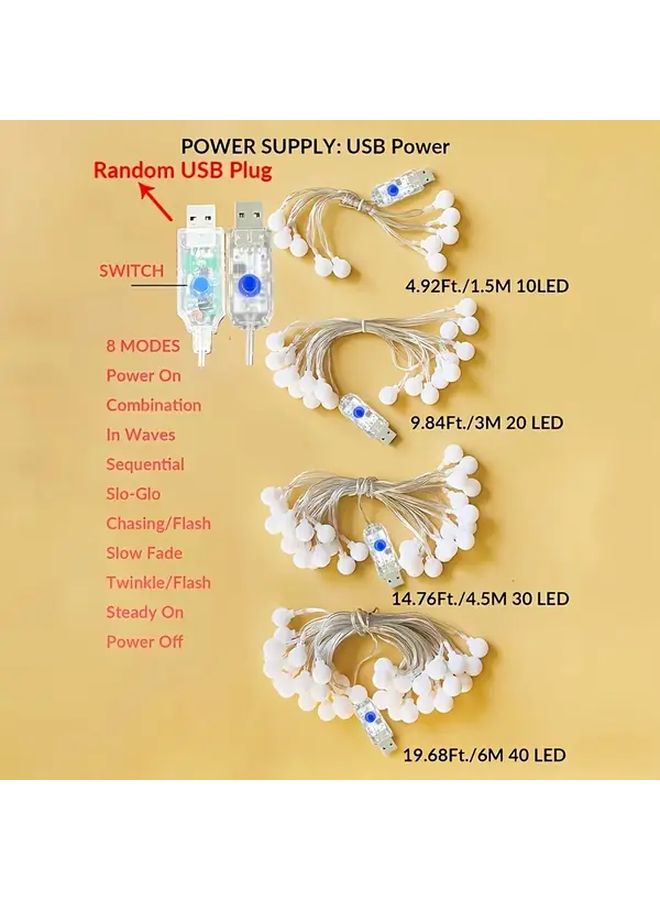 USB Powered Christmas Tree Fairy String Lights 8 Modes Warm Cool LED Bulbs 236.22 Inch - Image 5