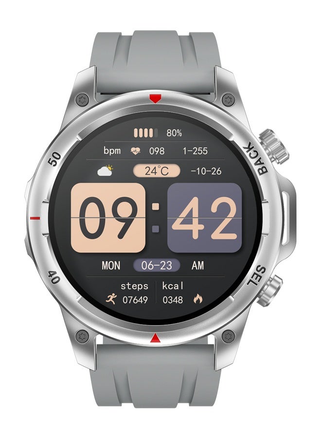 RollsTimi  Men's Smart Watch Outdoor Sports Waterproof Watch Bluetooth Call Health And Sleep Monitoring Multi-sports Mode LED Glare Wick RT-DK68 Gray Tape - Image 2