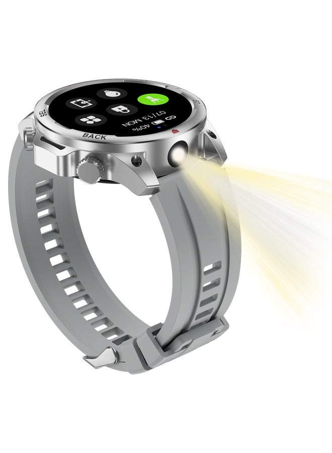 RollsTimi  Men's Smart Watch Outdoor Sports Waterproof Watch Bluetooth Call Health And Sleep Monitoring Multi-sports Mode LED Glare Wick RT-DK68 Gray Tape - Image 3