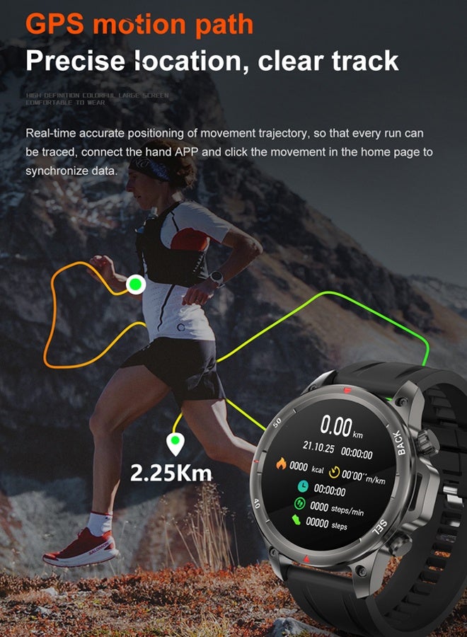 RollsTimi  Men's Smart Watch Outdoor Sports Waterproof Watch Bluetooth Call Health And Sleep Monitoring Multi-sports Mode LED Glare Wick RT-DK68 Gray Tape - Image 5