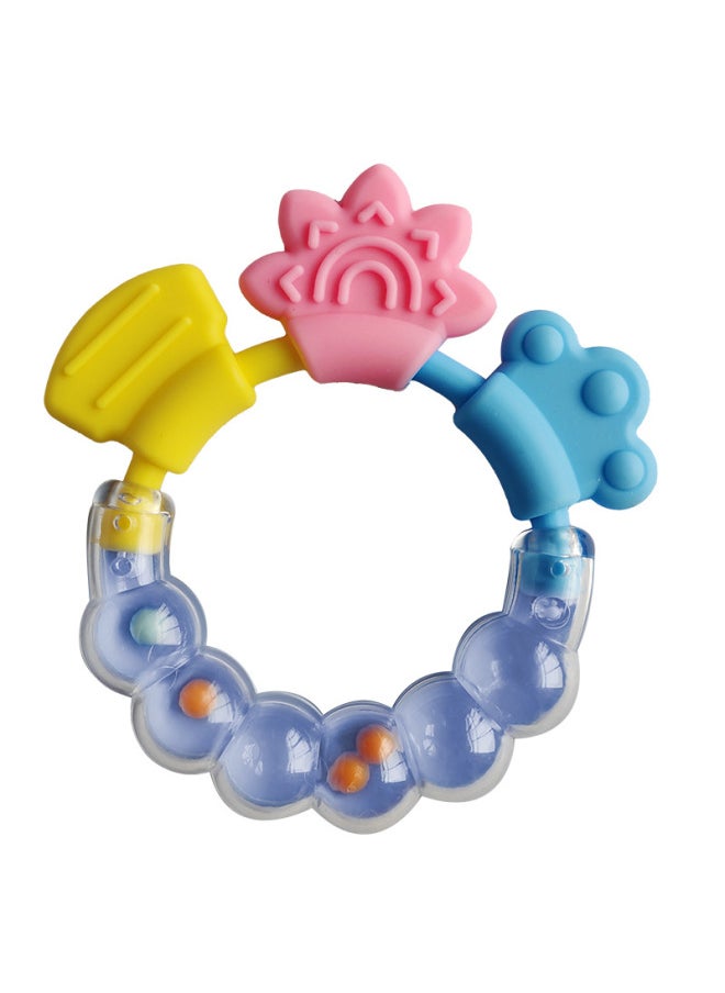 Baby Hand Grab Ball Rattles Fitness Soft Jelly Hand Rattles Fish String Teether Infant Toys 0-1 Year Old Educational Toys-Color:Hand Rattle Silicone Rod (blue)  - Image 1