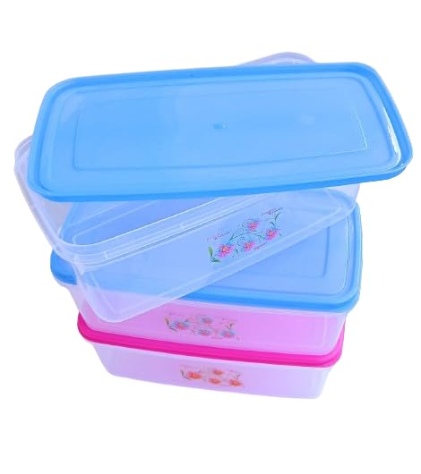 Hookcart 3 PC Big Bread Box For Fridge Food Storage Box Airtight Box for Storage 4000 ML Transparent - Image 1
