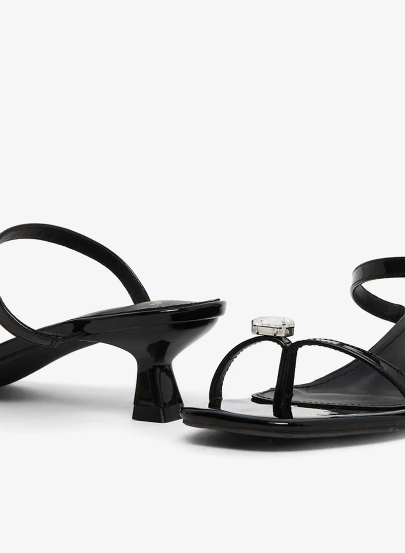 Styli Black Women Black Studded Kitten Heel Sandals for Women | Best Price UAE