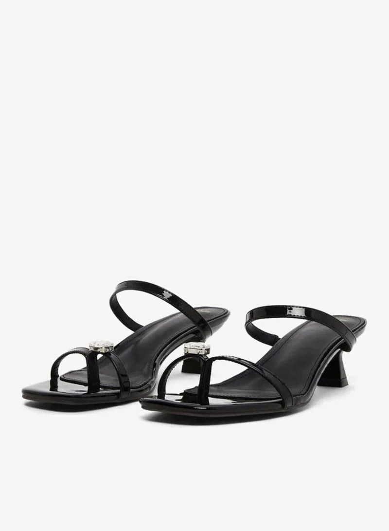 Styli Black Women Black Studded Kitten Heel Sandals for Women | Best Price UAE