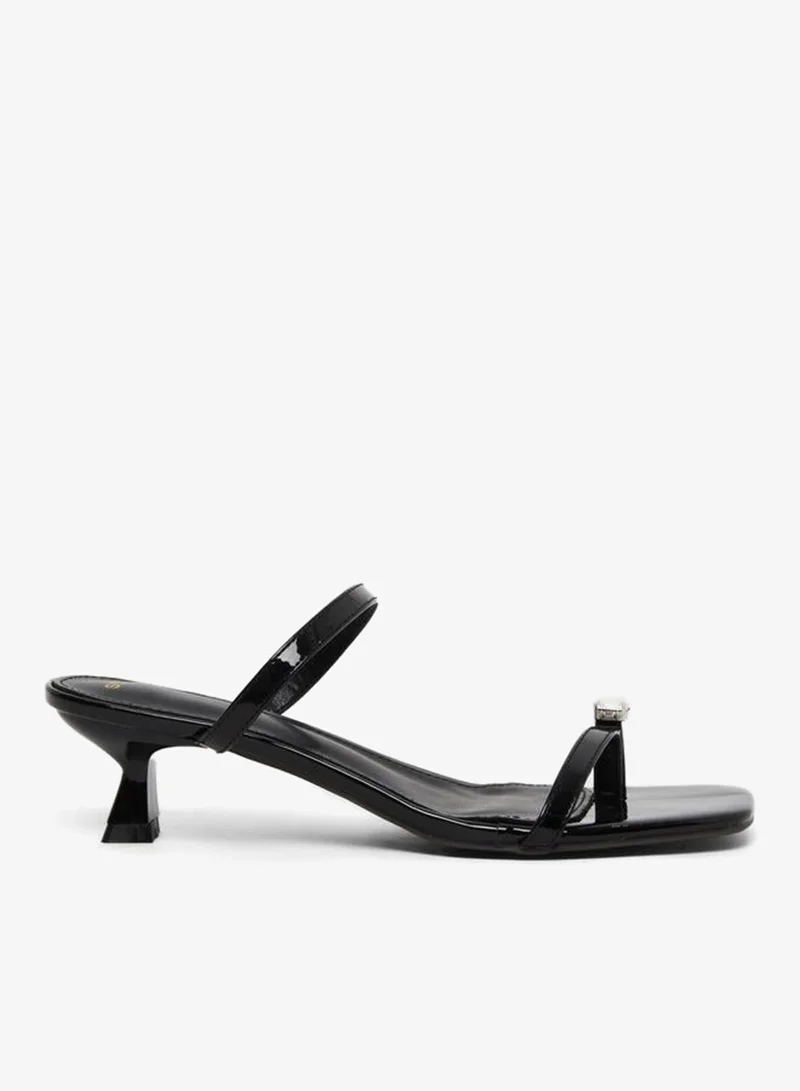 Styli Women Black Studded Kitten Heel Sandals